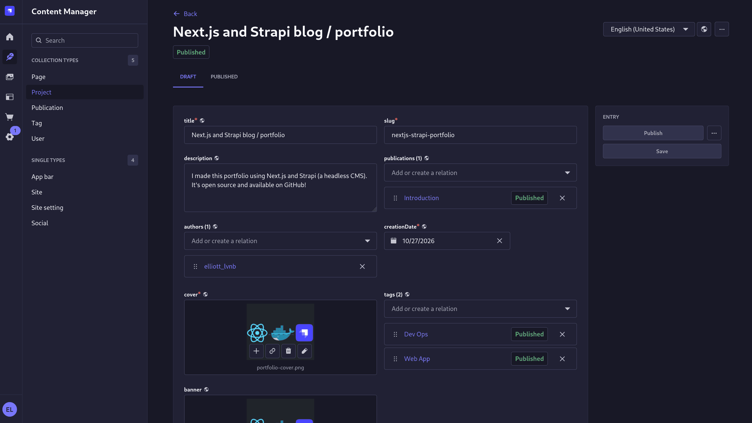 The strapi dashboard